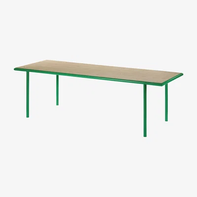 Made in Design Wooden Rectangular table - / 240 x 85 cm - Oak & steel by valerie objects Green/Natural wood