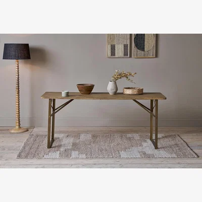 Nkuku Nkuku Hanita Mango Wood Folding Dining Table | Tables | Natural/Antique Brass