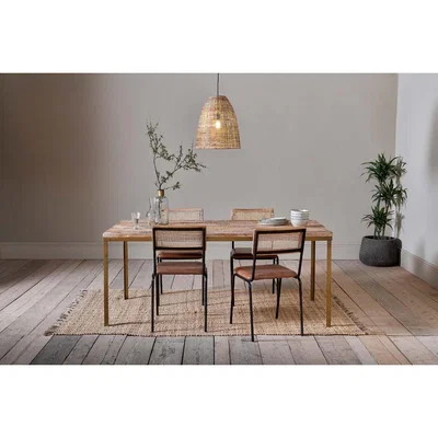 Nkuku Nkuku Danali Mango Wood Dining Table | Furniture | Natural/Antique Brass | 180 cm