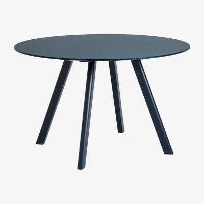 Nordic Nest HAY CPH25 2.0 dining table Ø120 cm Smokey blue linoleum-Deep blue