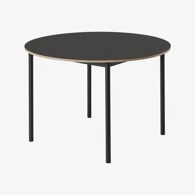 Nordic Nest Muuto Base dining table round Ø110 cm Black linoleum-Plywood-Black