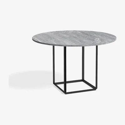 Nordic Nest New Works Florence round dining table Grey ruivina marble. ø120 cm. black stand