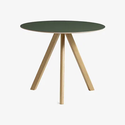Nordic Nest HAY CPH20 2.0 dining table Ø90 cm Green linoleum-lacquered oak