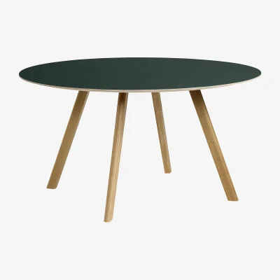 Nordic Nest HAY CPH25 2.0 dining table Ø140 cm Green linoleum-lacquered oak