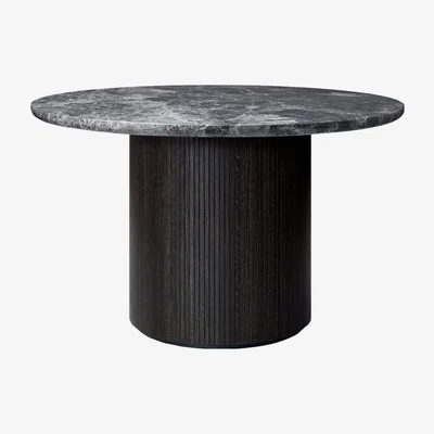 Nordic Nest Gubi Moon dining table round Marble grey. Ø120 cm. brown/black stained foot