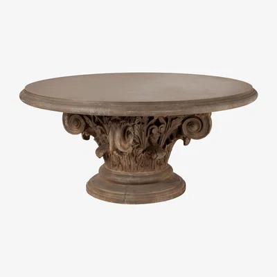 OKA OKA, Round Acanthus Dining Table - Brown, Dining Tables, Stone