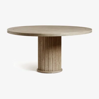 OKA OKA, Large Round Marcus Dining Table - Weathered Oak, Dining Tables, Oak