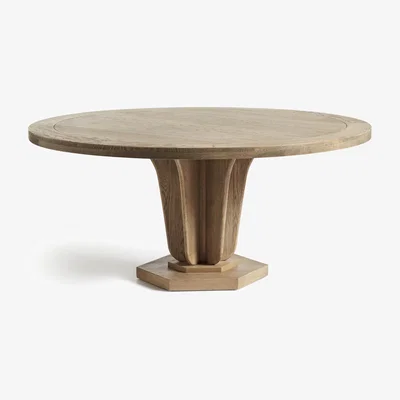 OKA OKA, Large Round Allegro Dining Table - Weathered Oak, Dining Tables, Oak