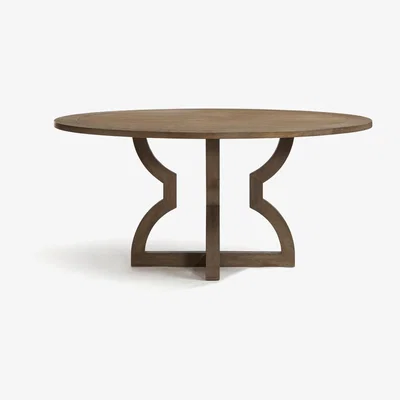 OKA OKA, Round Kaishu Dining Table - Watered Grey, Dining Tables, MDF Wood/Oak/Plywood