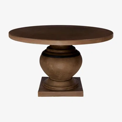 OKA OKA, Round Callanish Indoor/Outdoor Dining Table - Brown, Dining Tables, Stone