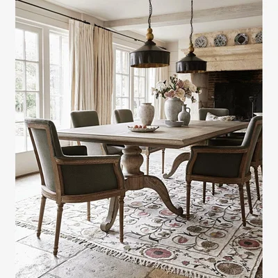OKA OKA, Rectangular Arthur Dining Table - Burnt Oak, Dining Tables, MDF Wood/Oak/Plywood