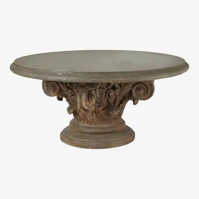 OKA Round Acanthus Dining Table - Brown