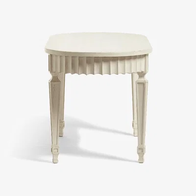 OKA OKA, Ruffelen Dining Table - Chalk, Dining Tables, Metal/Pine