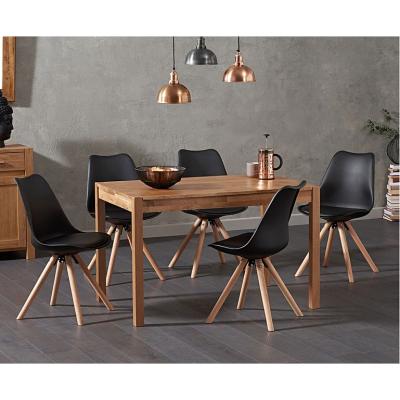 Oak&More Ex-display Oxford 120cm Solid Oak Dining Table with 4 MINK Oscar Faux Leather Round Leg Chairs