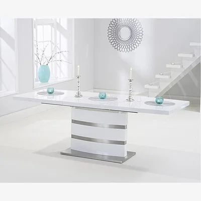 Oak&More Ex-display Babington 160cm White High Gloss Extending Dining Table