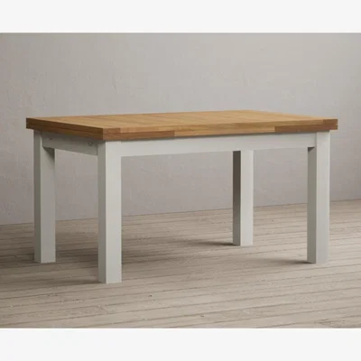 Oak&More Hampshire 140cm Oak and Chalk White Painted Extending Dining Table