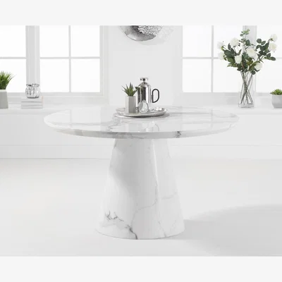 Oak&More Ravello 130cm Round White Marble Dining Table