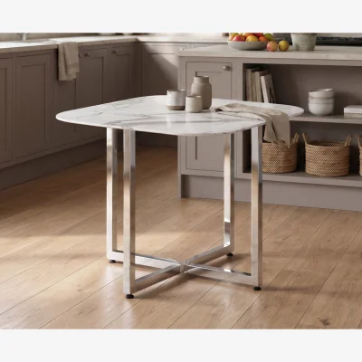 Oak&More Rhodes White Marble Effect Ceramic Dining Table
