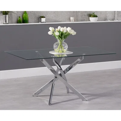 Oak&More Denver 160cm Rectangular Glass Dining Table