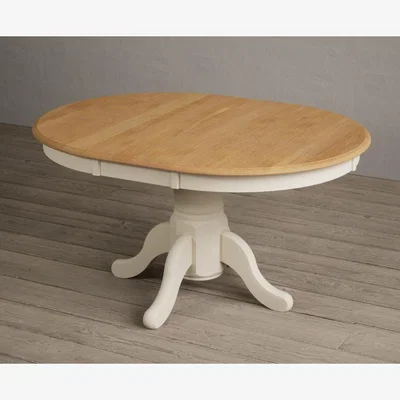 Oak&More Hertford Oak and Cream Painted Extending Pedestal Dining Table
