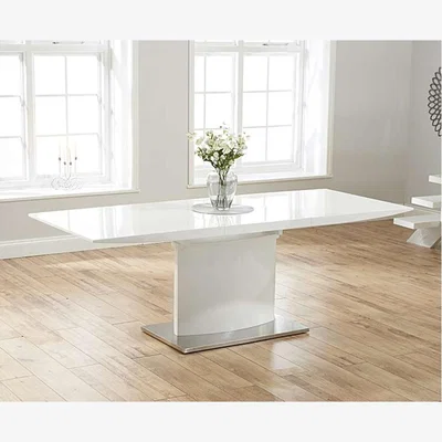Oak&More Ex-display Hailey 160cm White High Gloss Extending Dining Table