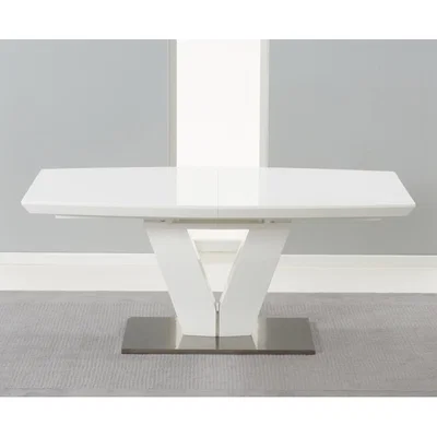 Oak&More Malaga 180cm White High Gloss Extending Dining Table