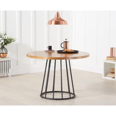 Oak&More Hoxton 110cm Ash and Veneer Round Industrial Dining Table