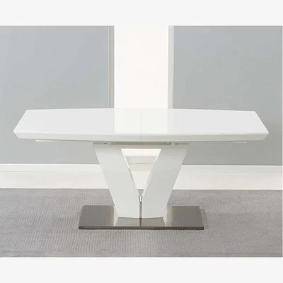Oak&More Ex-display Malaga 180cm White High Gloss Extending Dining Table