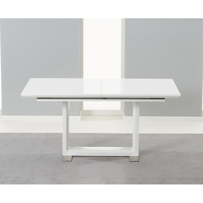Oak&More Bianco 160cm White High Gloss Extending Dining Table