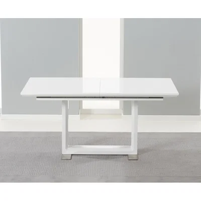 Oak&More Bianco 160cm White High Gloss Extending Dining Table