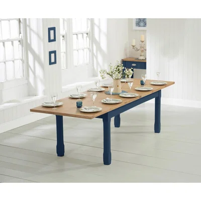 Oak&More Somerset 180cm Oak and Blue Extending Dining Table