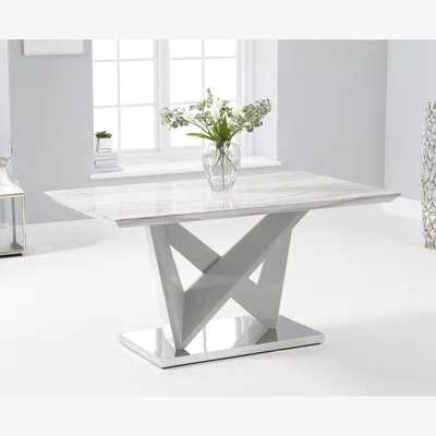Oak&More Canova 200cm Marble Effect Carrera Light Grey Dining Table