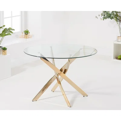 Oak&More Denver 110cm Glass Gold Leg Dining Table