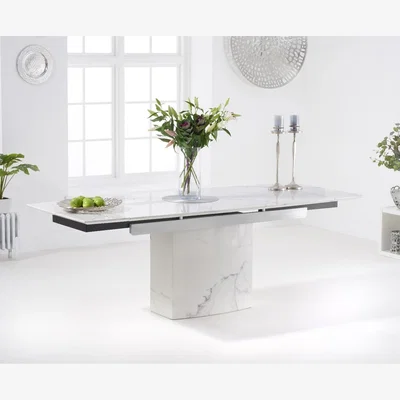 Oak&More Extending Savona 160cm White Marble Dining Table