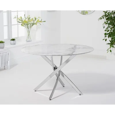 Oak&More Carter 120cm Round White Marble Dining Table