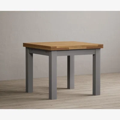 Oak&More Hampshire 90cm Oak and Light Grey Painted Extending Dining Table