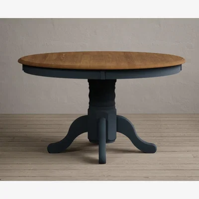 Oak&More Hertford 120cm Oak and Dark Blue Painted Dining Table