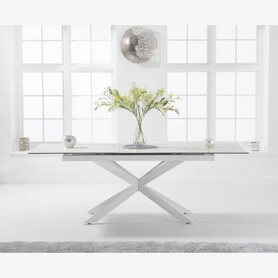 Oak&More Extending Boston 180cm White Ceramic Dining Table with White Leg