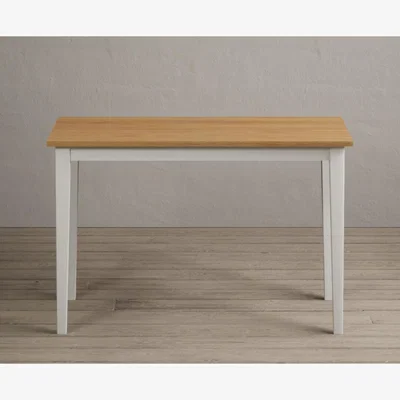 Oak&More Kendal 115cm Solid Oak and Signal White Painted Dining Table