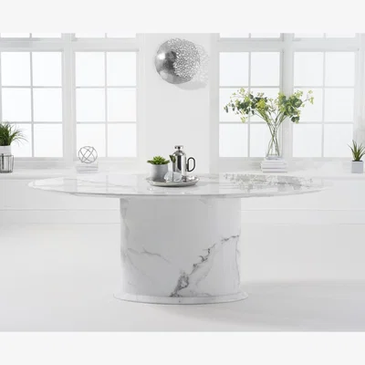 Oak&More Colby 200cm White Oval Marble Dining Table