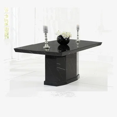 Oak&More Carvelle 160cm Black Pedestal Marble Dining Table