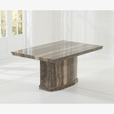 Oak&More Carvelle 160cm Brown Pedestal Marble Dining Table