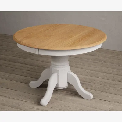 Oak&More Hertford Oak and Soft White Painted Extending Pedestal Dining Table