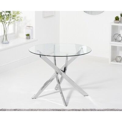 Oak&More Denver 95cm Round Glass Dining Table