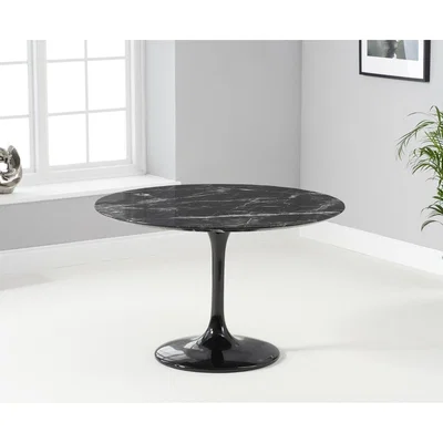 Oak&More Brighton 120cm Round Marble Black Dining Table