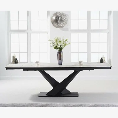 Oak&More Ex-display Jacob 180cm Extending White Ceramic Dining Table