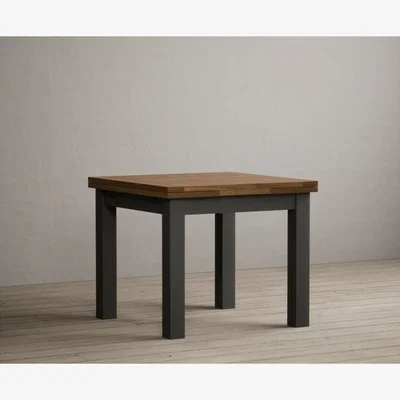 Oak&More Hampshire 90cm Oak and Charcoal Grey Painted Extending Dining Table