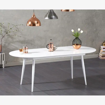 Oak&More Extending Veneti White High Gloss Dining Table