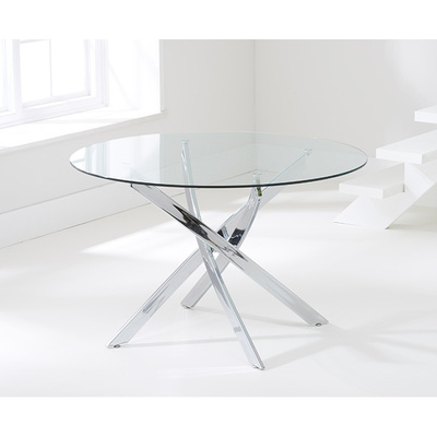 Oak&More Denver 110cm Round Glass Dining Table