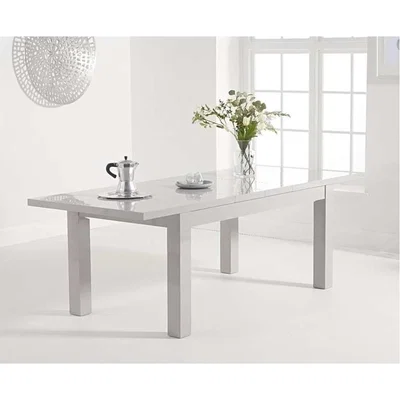 Oak&More Ex-display Atlanta 160cm Extending Light Grey High Gloss Dining Table